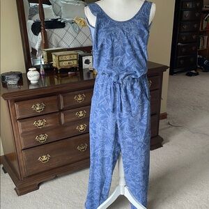 Patagonia Blue Sleeveless Jumpsuit with Wide Leg Design
